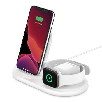 BELKIN BOOST CHARGE Qi 3v1 nabíjecí stojan, bílý (iPhone, Apple Watch, AirPods)