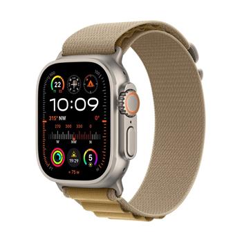 Apple Watch Ultra 2 GPS + Cellular 49mm Natural Titanium Case with Tan Alpine Loop - Small