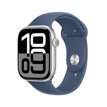 Apple Watch Series 10 GPS 42mm Silver Aluminium Case with Denim Sport Band - M/L